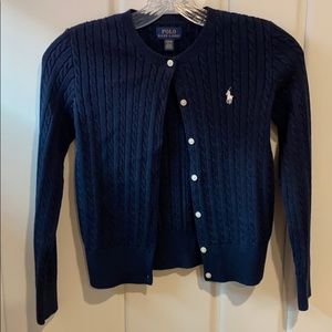 POLO navy cardigan cable knit